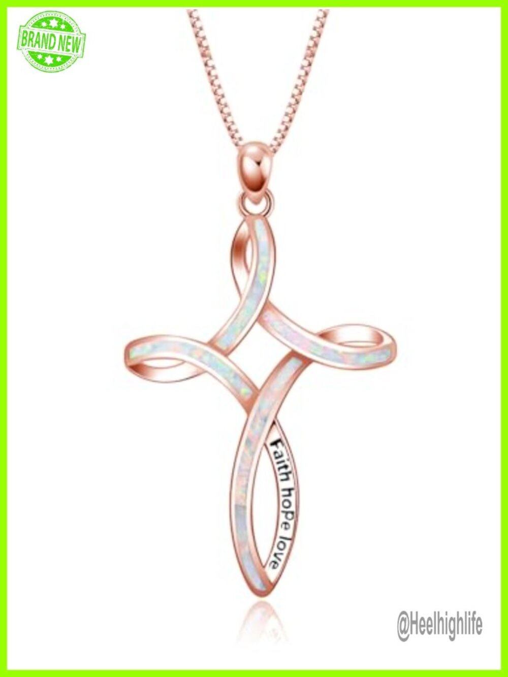 Sterling Silver Cross Pendant Necklace Opal Celtic 18 Inch